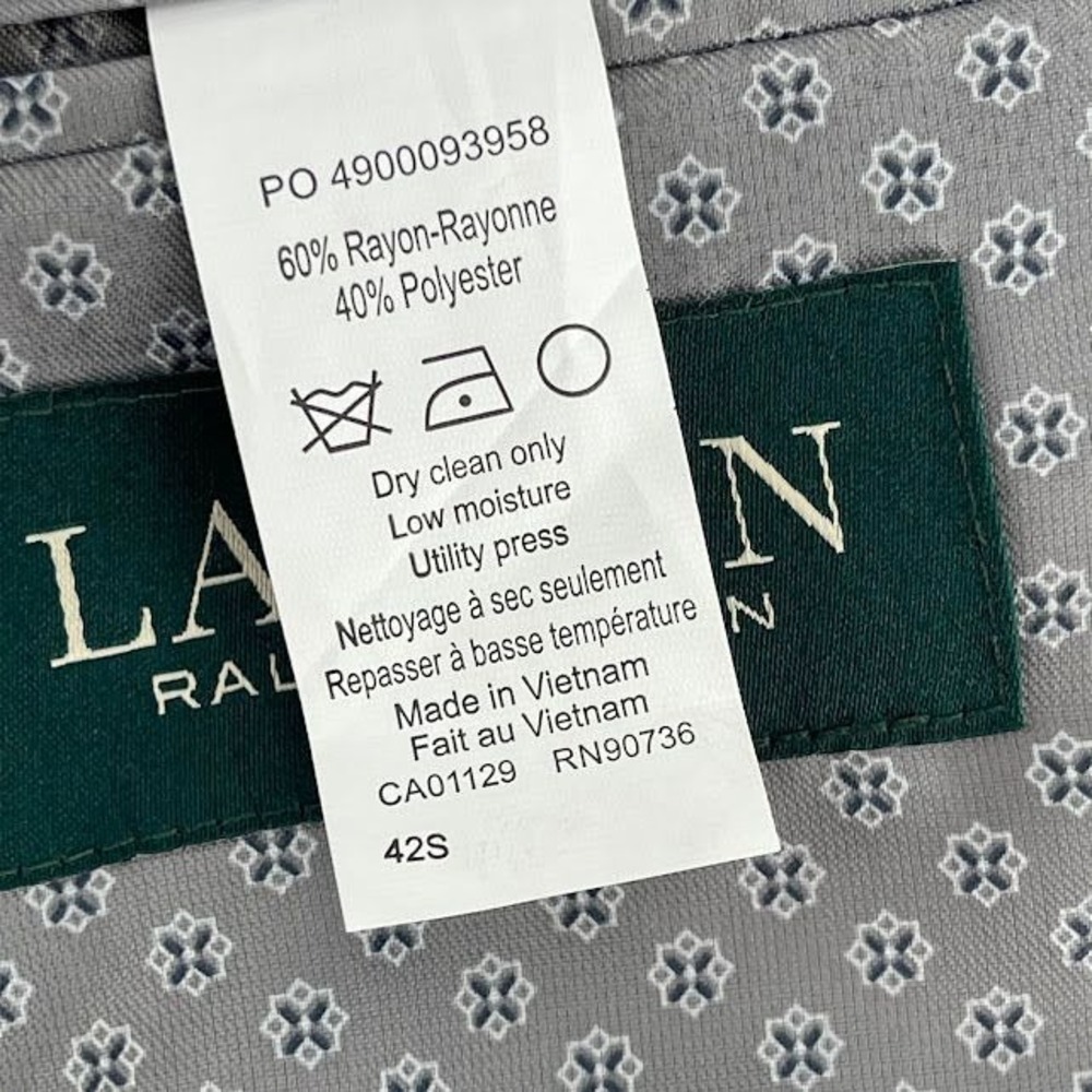 Lauren Ralph Lauren Men's Classic Fit Gray Suit Blazer Sport Coat Jacket 42S - Picture 4 of 6
